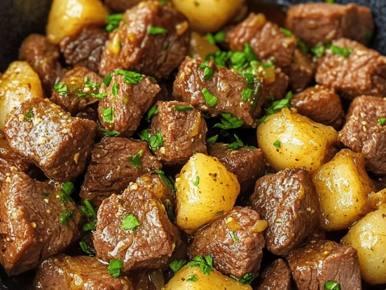 Easy crockpot garlic butter steak bites