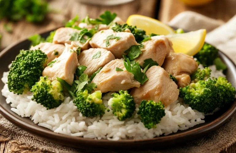 Easy chicken rice and broccoli slow cooker