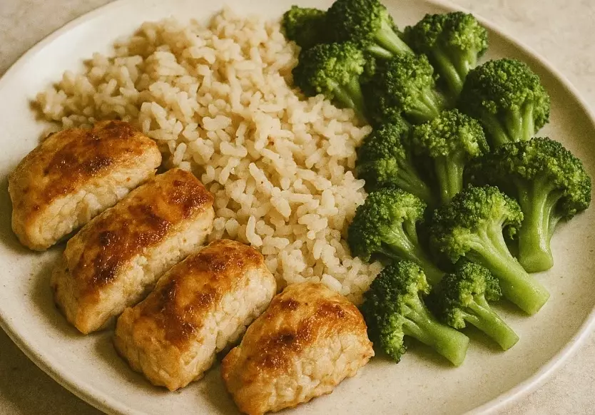 Is it healthy to just eat chicken, rice, and broccoli?