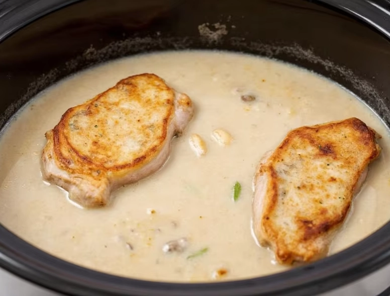 slow cooker pork chops with stuffing